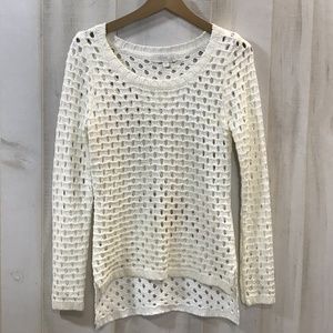 Olive & Oak White Iridescent Open Weave Sweater M